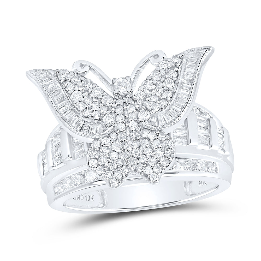 10kt Yellow Or White Gold Diamond Fashion Butterfly Wedding Engagement Anniversary Ring