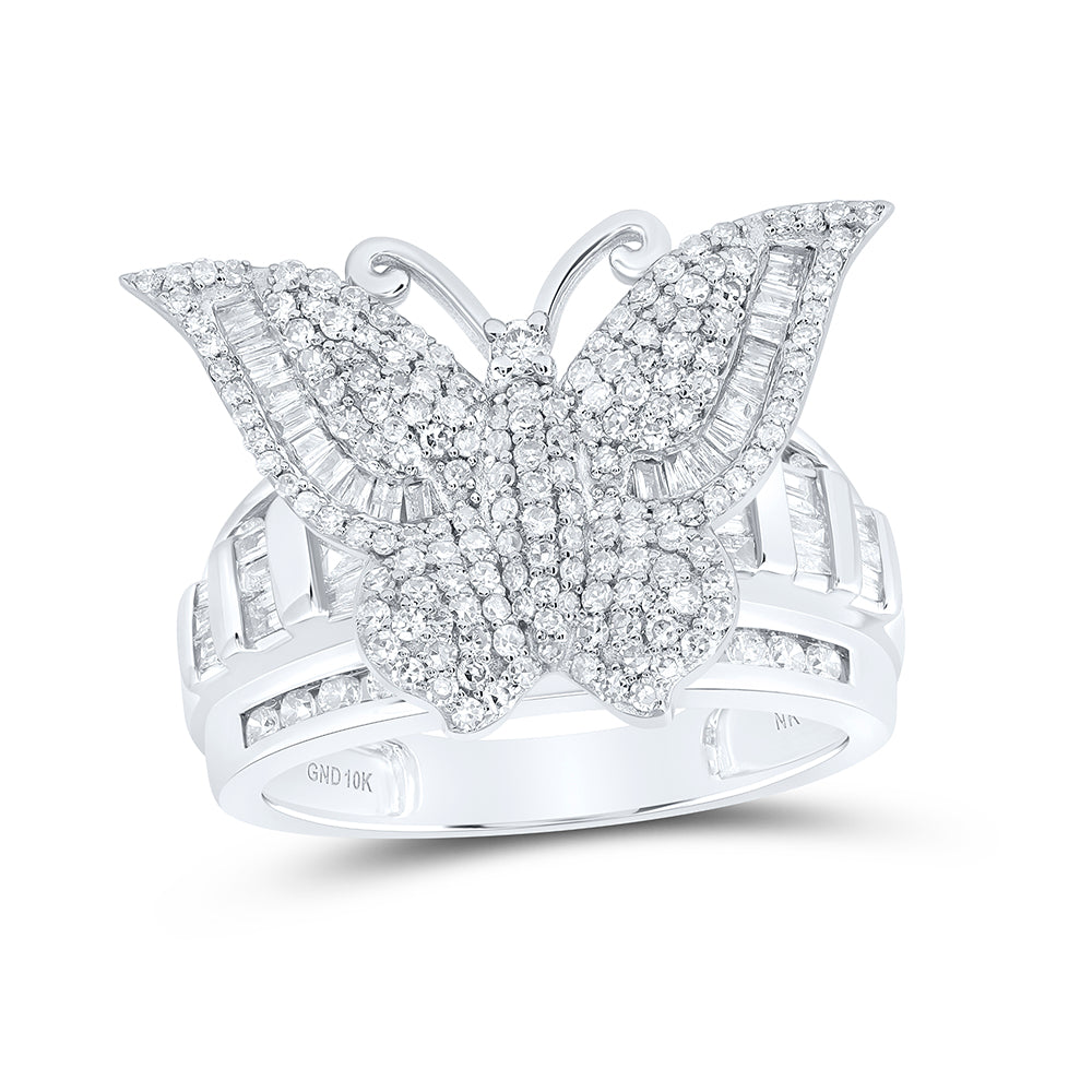 10kt Yellow Or White Gold Diamond Fashion Butterfly Wedding Engagement Anniversary Ring
