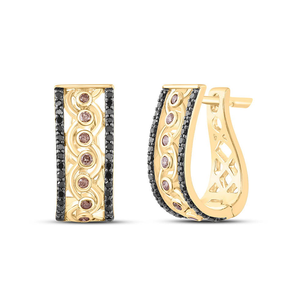 10kt Yellow Gold 1/2 Cttw Diamond Color Diamond Hoops Earring