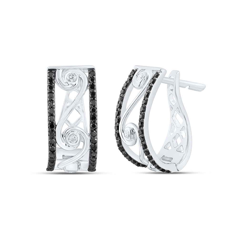 10kt White Gold 1/3 Cttw Diamond Fashion Hoops Earring