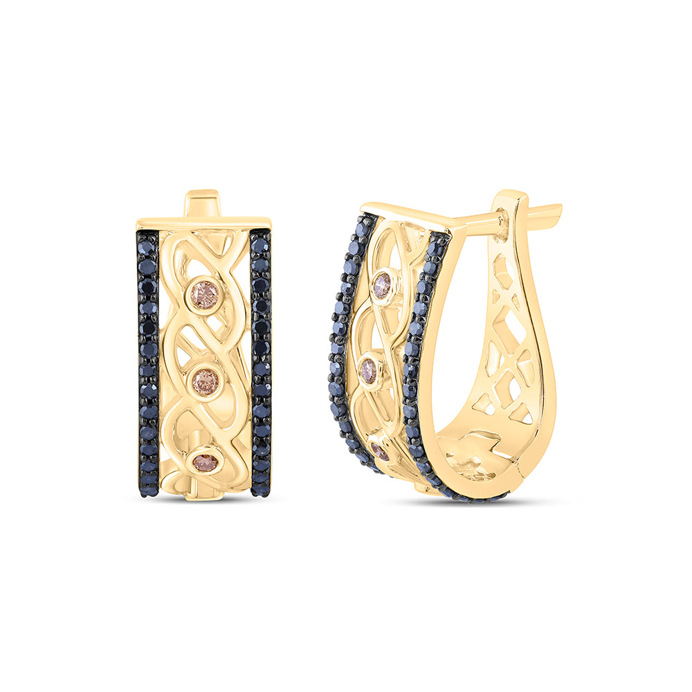 10kt Yellow Gold 3/8 Cttw Diamond Color Diamond Hoops Earring