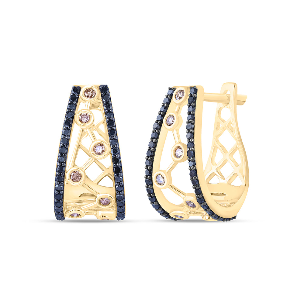 10kt Yellow Gold 1/2 Cttw Diamond Color Diamond Hoops Earring