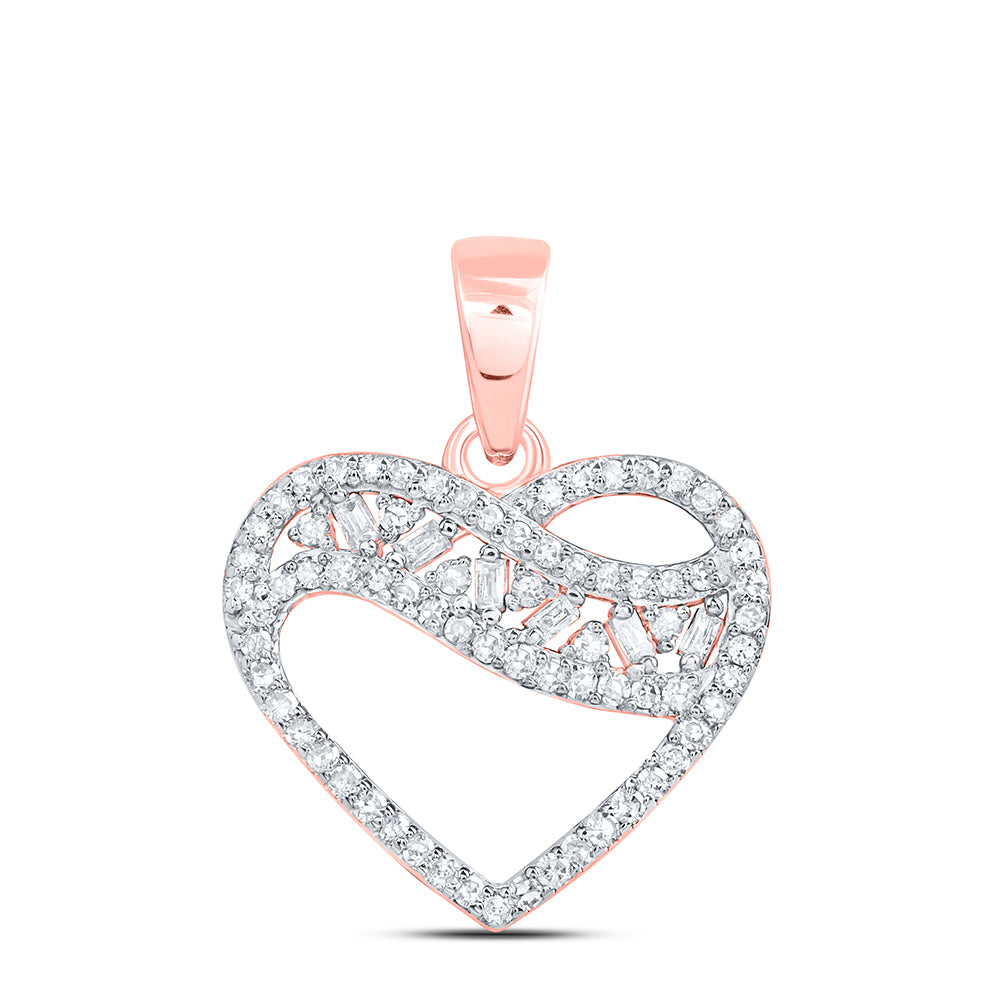 10kt Rose Gold 1/4 Cttw Diamond Heart Pendant