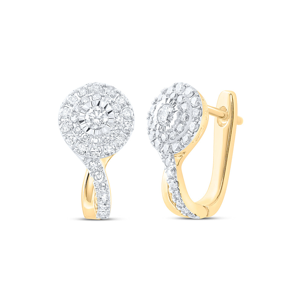 10kt Yellow Gold 1/2 Cttw Diamond Fashion Hoops Earring