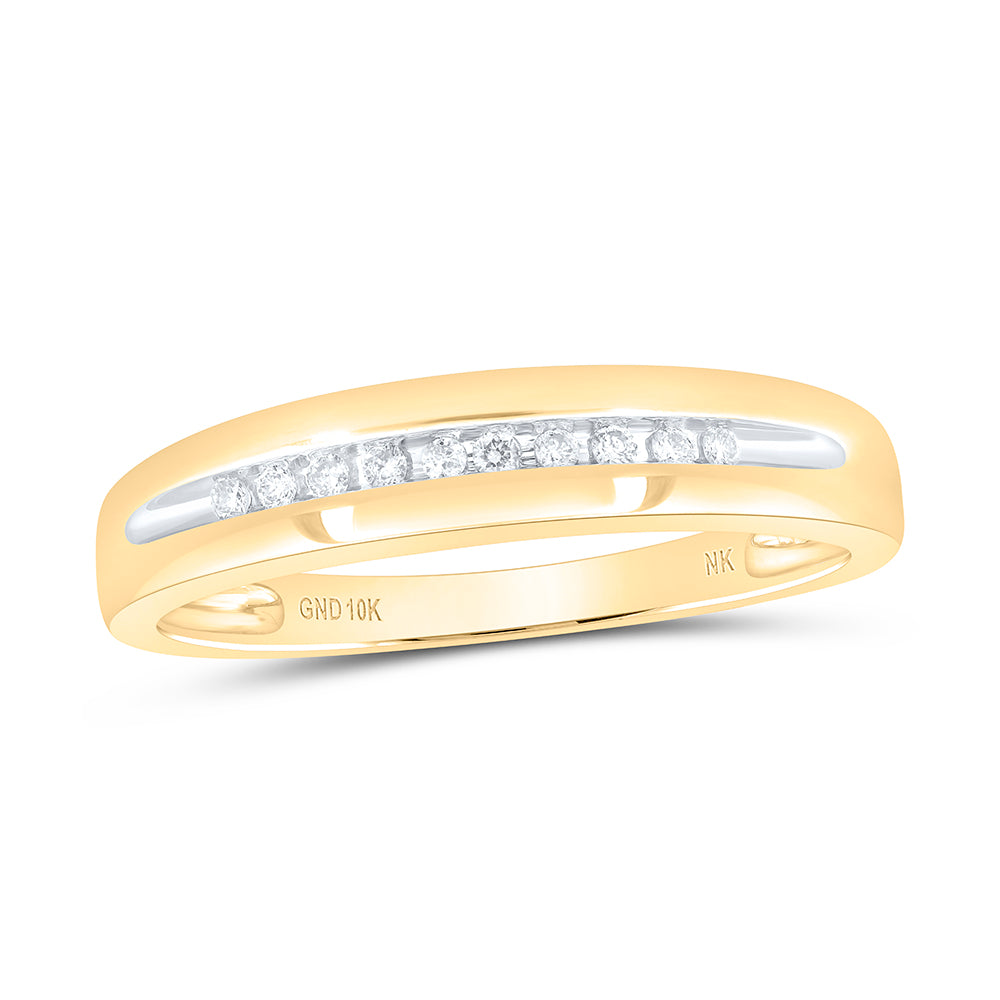 10kt Yellow Gold His & Hers 1/2 Cttw Diamond Round Bridal Wedding Ring Band Set, Women Size: 5-9, Men Size: 8-12