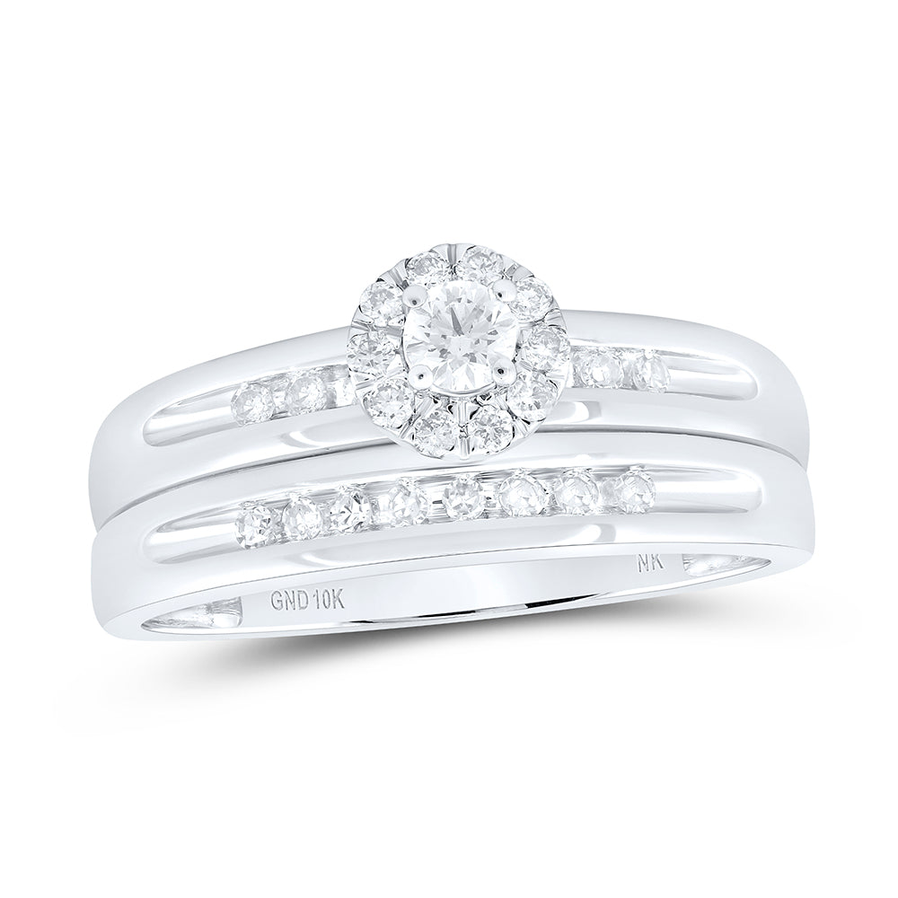 10K White Gold 1/2Ctw Natural Diamond Round Trio Set