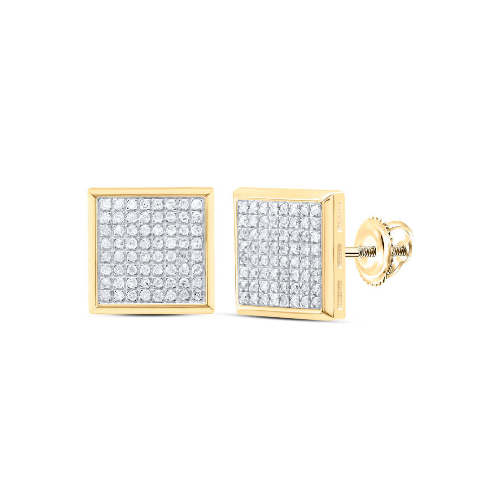 10kt Yellow Gold 1/2 Cttw Diamond Micro-pave Square Earrings