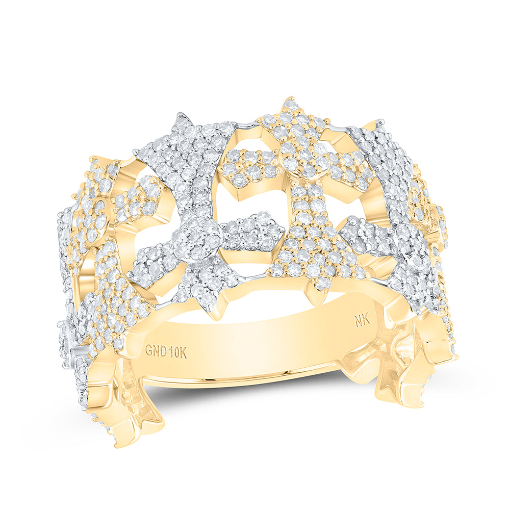 10K Two-Tone Gold 1 7/8 Ctw Diamond Mens Band, Mens Size: 8-12