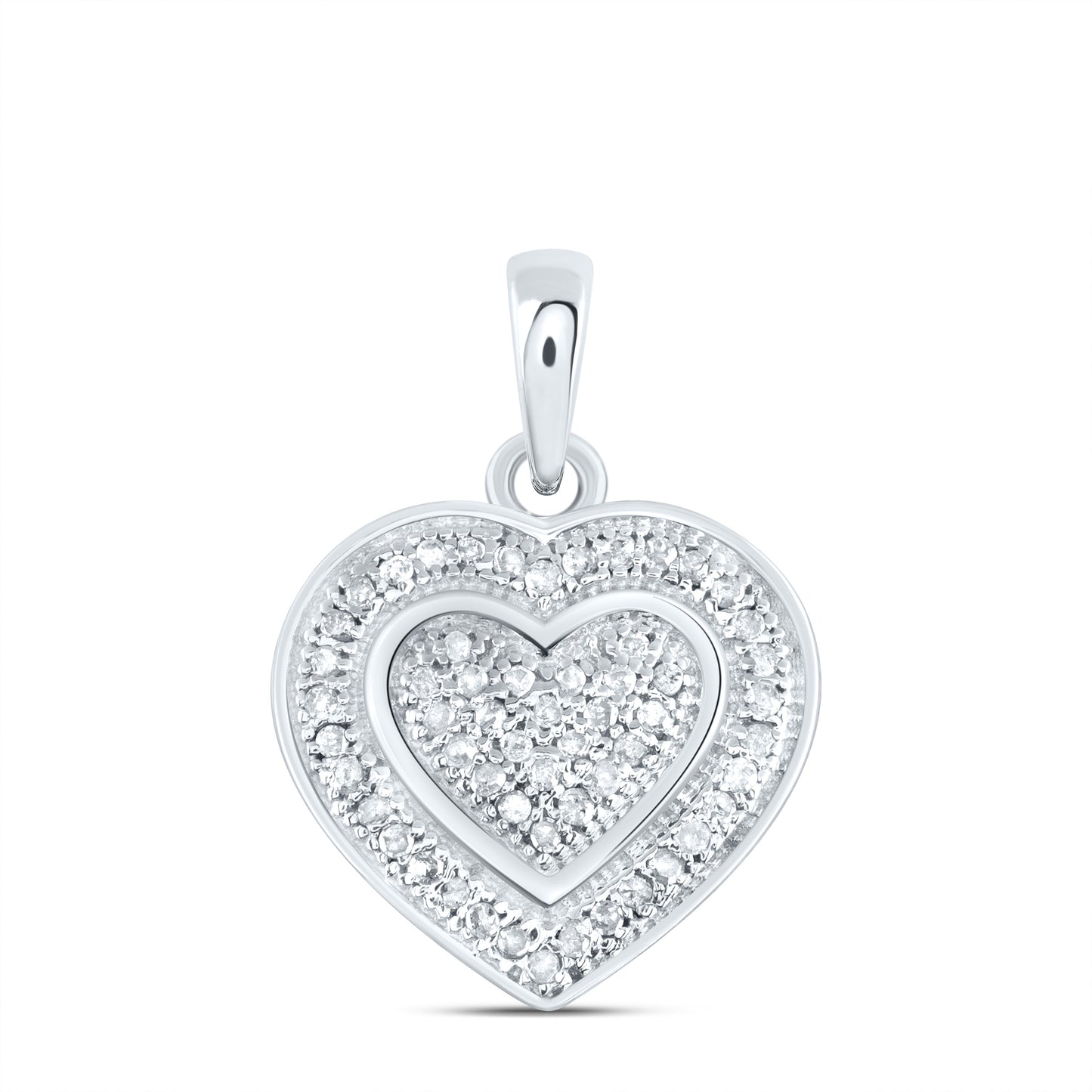 Sterling Silver 1/8 Cttw Natural Diamond Heart Pendant