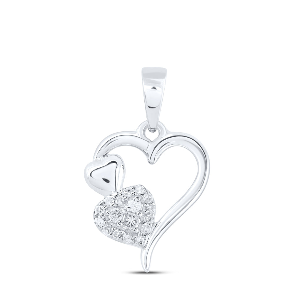 10kt Yellow Or White Gold Diamond Heart Pendant