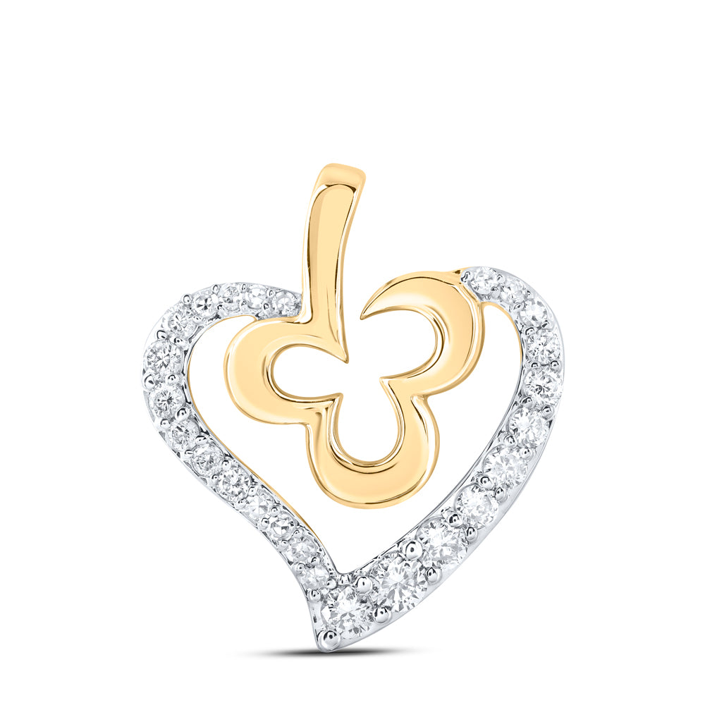 10kt Yellow Or White Gold Diamond Heart Pendant