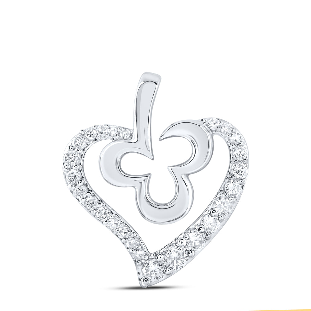 10kt Yellow Or White Gold Diamond Heart Pendant