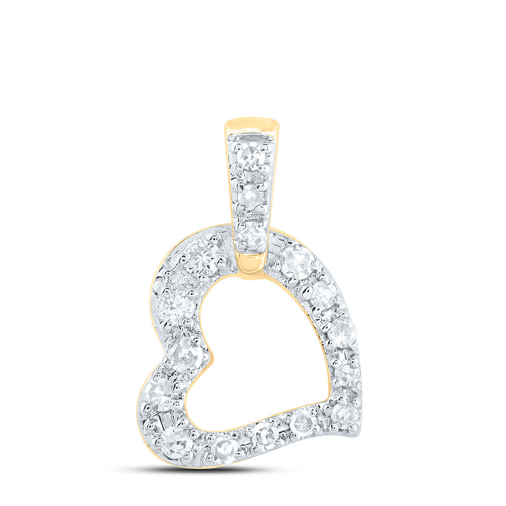 10kt Yellow Or White Or Rose Gold Diamond Heart Pendant