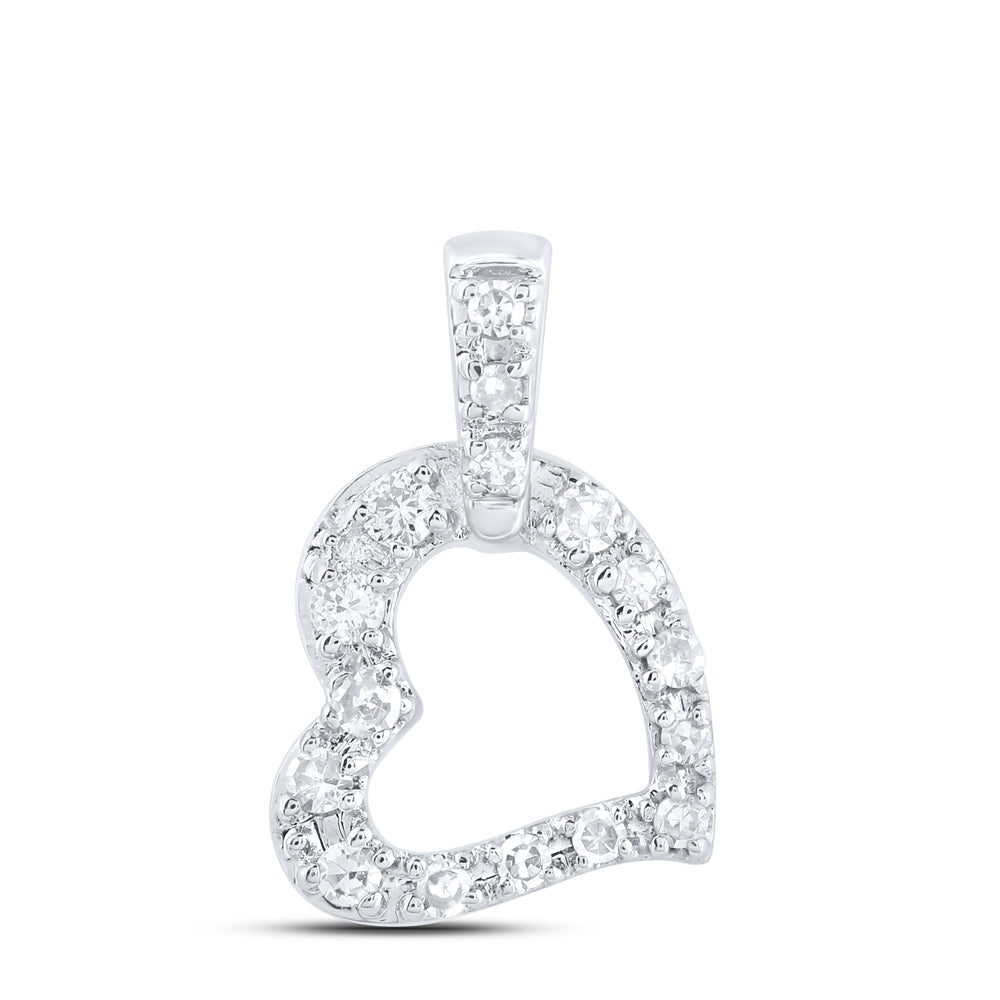 10kt Yellow Or White Or Rose Gold Diamond Heart Pendant