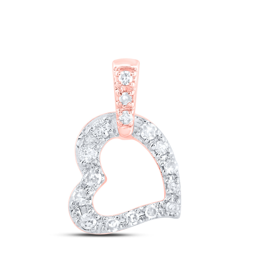 10kt Yellow Or White Or Rose Gold Diamond Heart Pendant