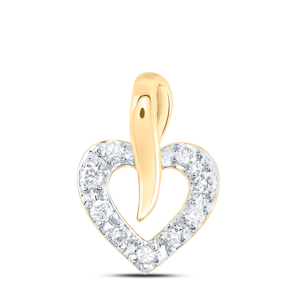10kt Yellow Or White Or Rose Gold Diamond Heart Pendant