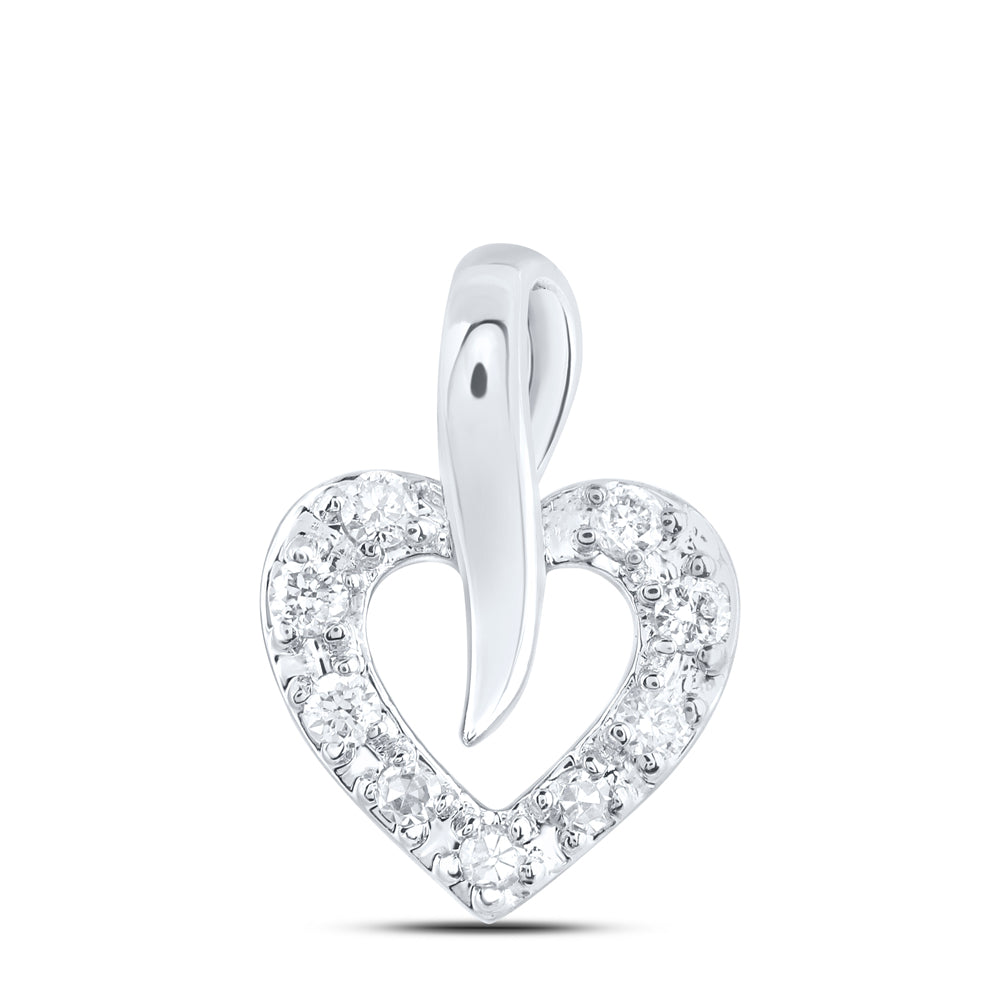 10kt Yellow Or White Or Rose Gold Diamond Heart Pendant