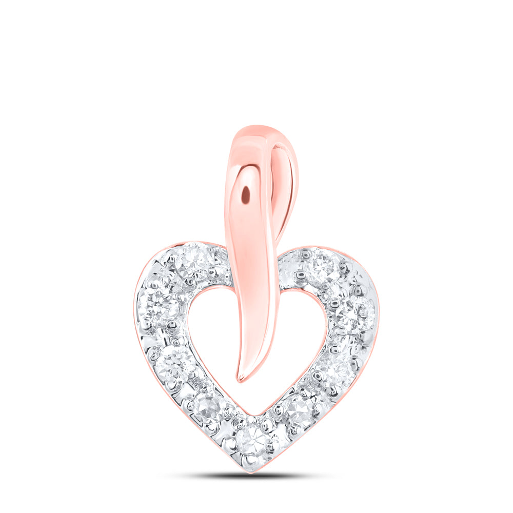 10kt Yellow Or White Or Rose Gold Diamond Heart Pendant