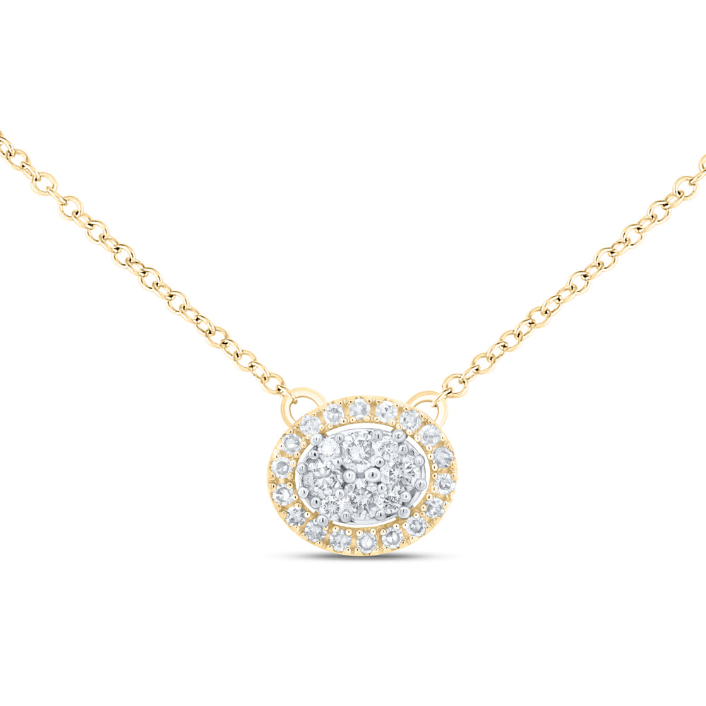 10kt Yellow Or White Gold Diamond Fashion Round Shape Necklace, Length: 18 Inch