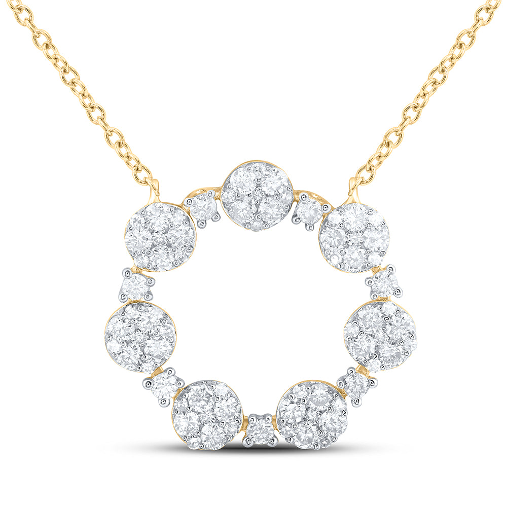 10kt Yellow Or White Gold Diamond Fashion Round Shape Necklace, Length: 18 Inch