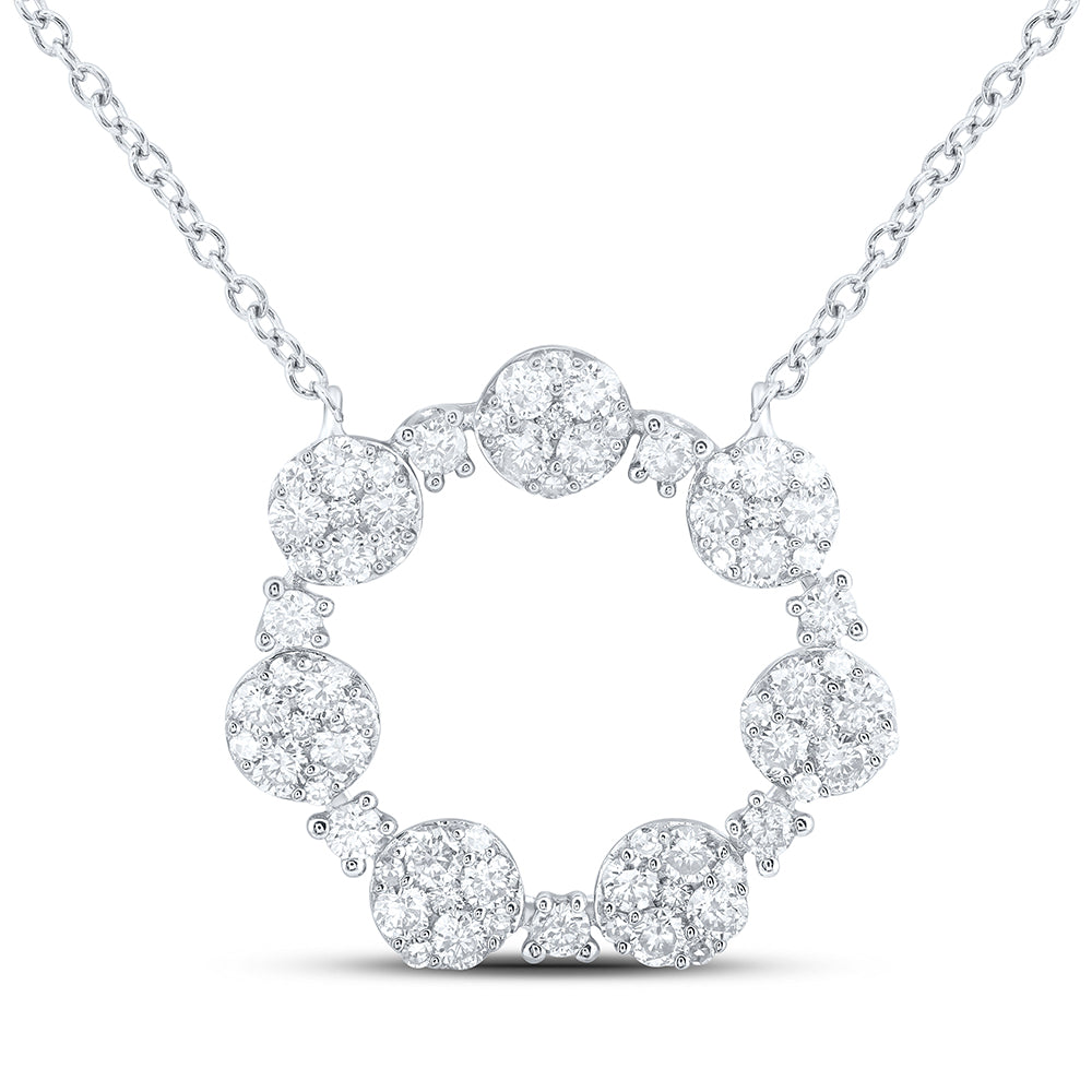 10kt Yellow Or White Gold Diamond Fashion Round Shape Necklace, Length: 18 Inch