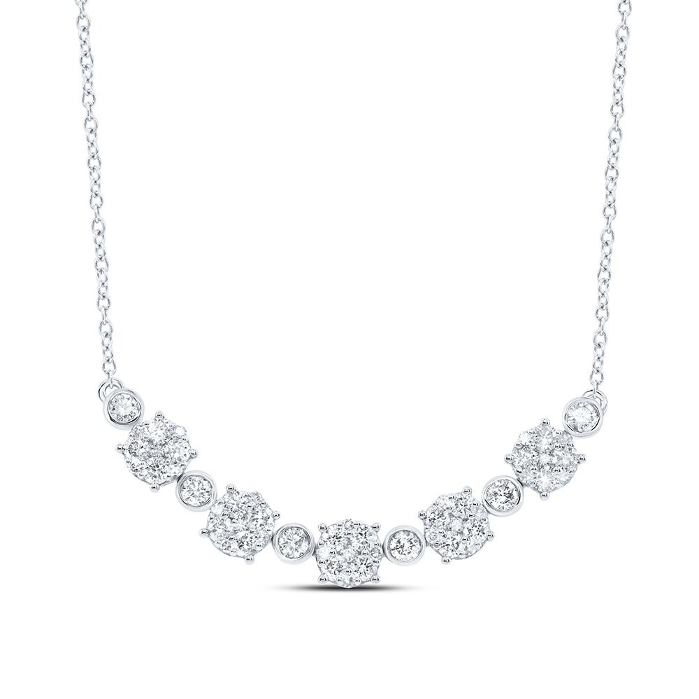 10K White Gold 1Ctw Natural Diamond Fashion Necklace(18 Inch)