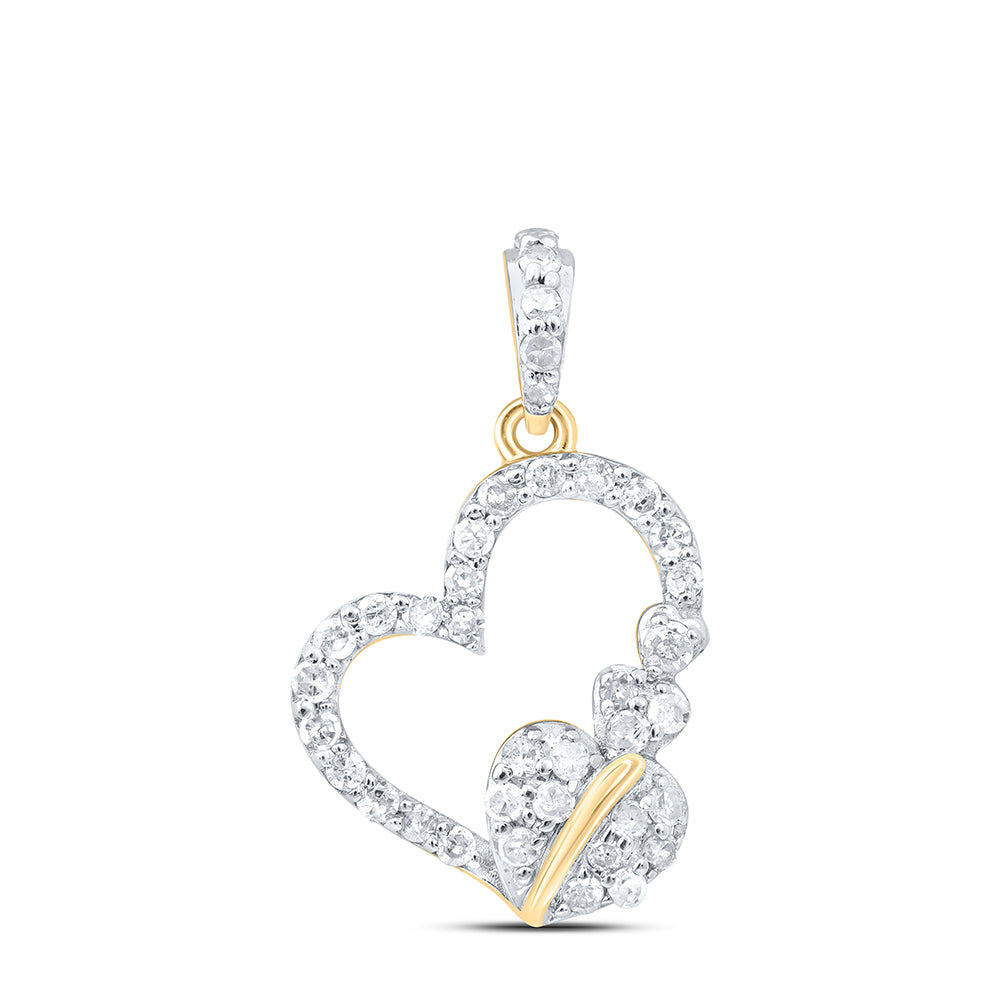 10kt Yellow Gold 1/4 Cttw Diamond Heart Pendant