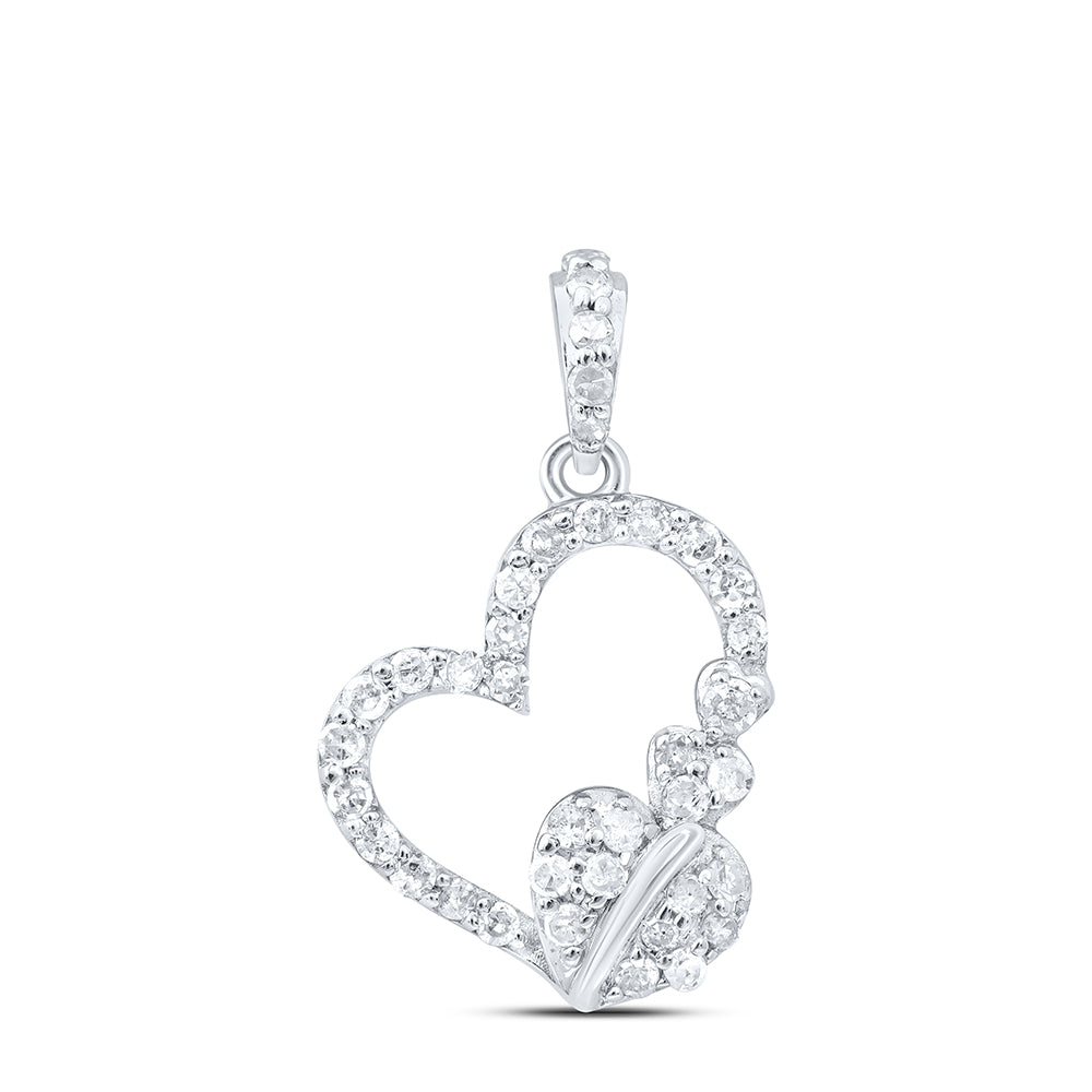 10kt White Gold 1/4 Cttw Diamond Heart Pendant