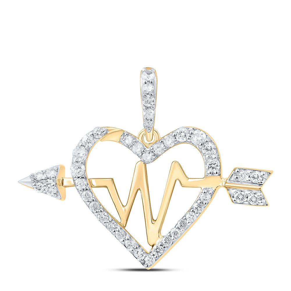 10kt Yellow Gold 1/3 Cttw Diamond Heart Pendant