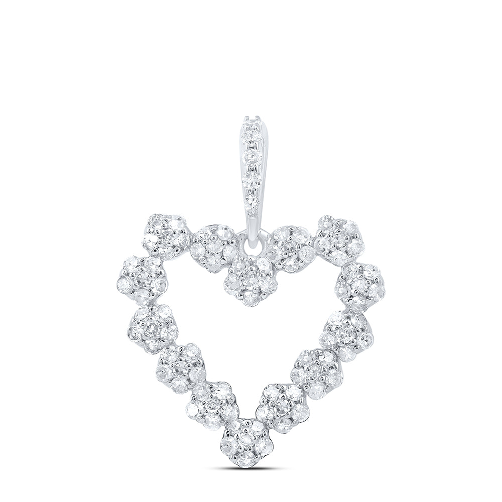 10kt White Gold 1/2 Cttw Diamond Heart Pendant