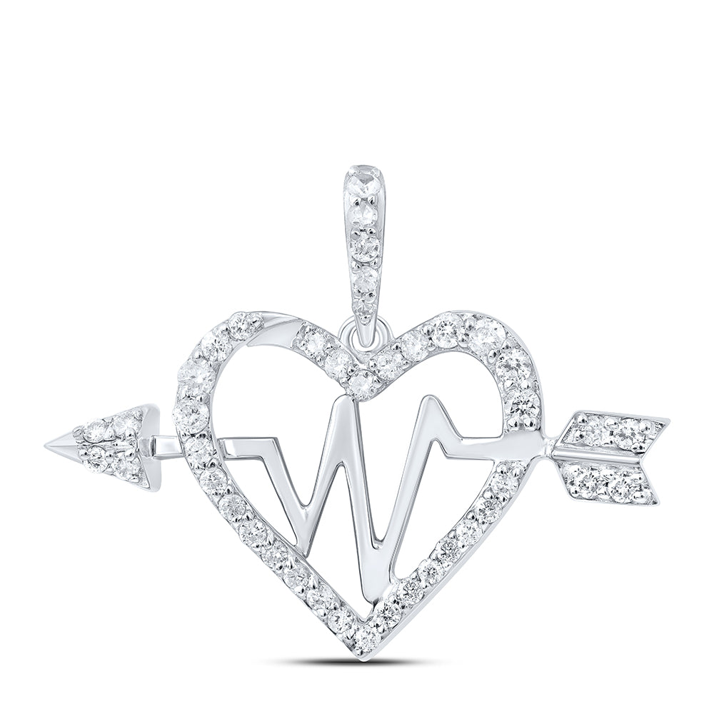 10K White Gold 1/3Ctw Natural Diamond Cn Gift Heart Pendant