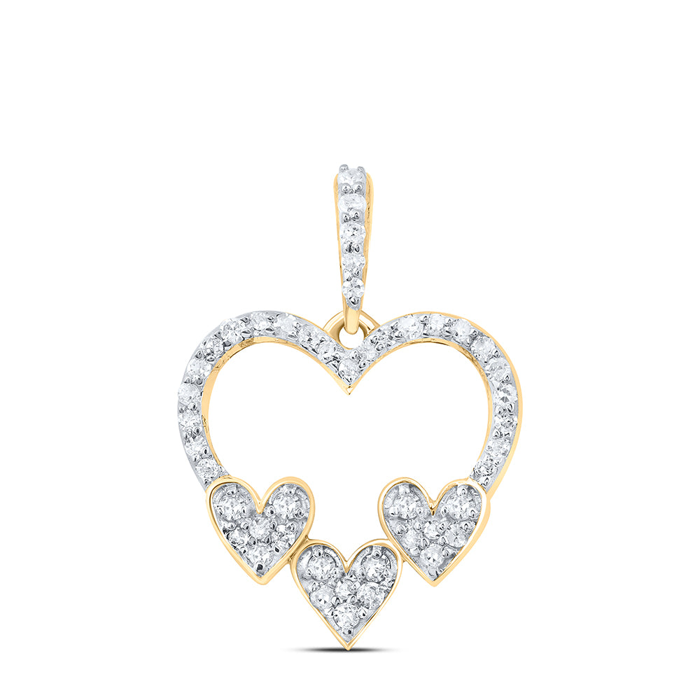10kt Yellow Gold 1/4 Cttw Diamond Heart Pendant