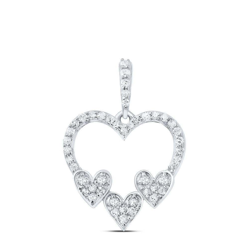 10kt White Gold 1/4 Cttw Diamond Heart Pendant