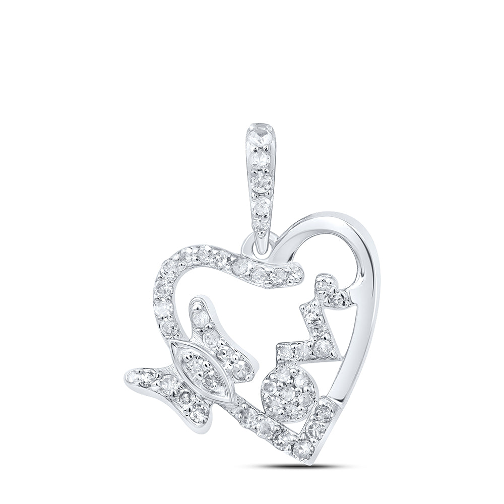 10kt White Gold 1/4 Cttw Diamond Heart Pendant