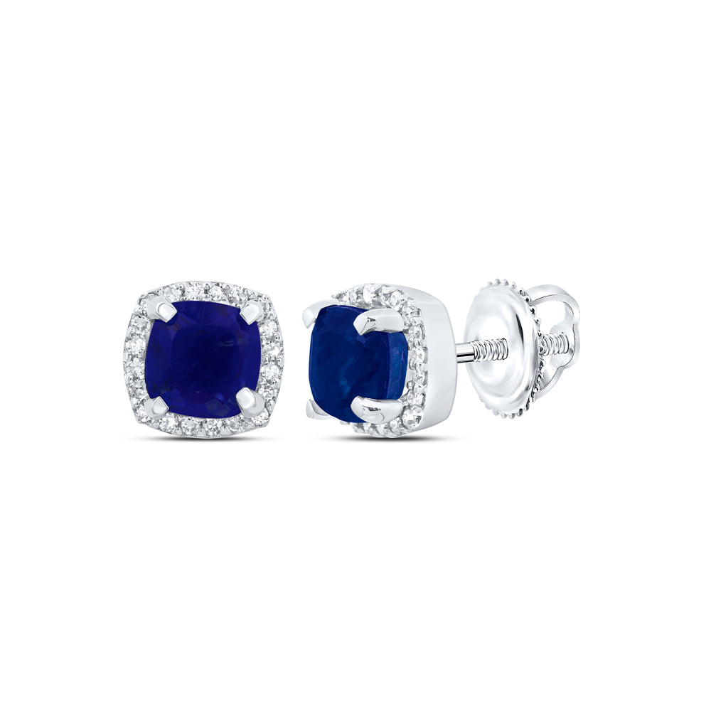 10kt Yellow Or White Or Rose Gold Diamond 4.20 Mm Cu Synthetic Cushion Earring