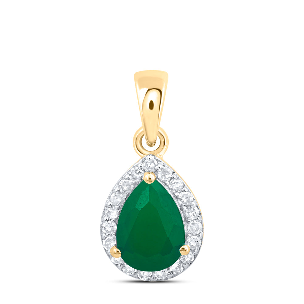 10kt Yellow Or White Or Rose Gold Diamond 7.20 X 5.20 Mm Pear Synthetic Pendant