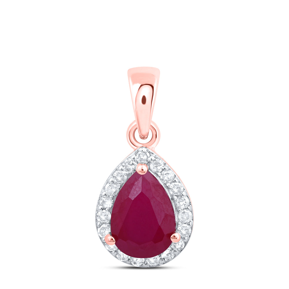 10kt Yellow Or White Or Rose Gold Diamond 7.20 X 5.20 Mm Pear Synthetic Pendant