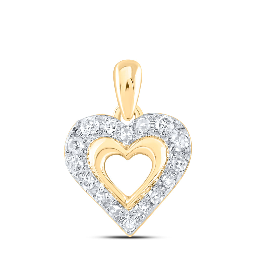 10K Yellow Gold 1/20Ctw Natural Diamond Gift Heart Pendant