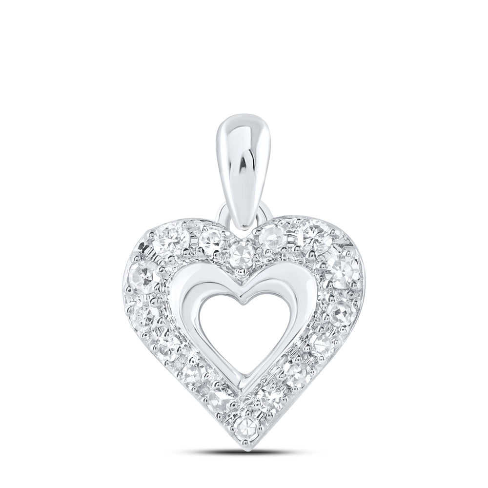 10kt White Gold 1/20 Cttw Diamond Heart Pendant