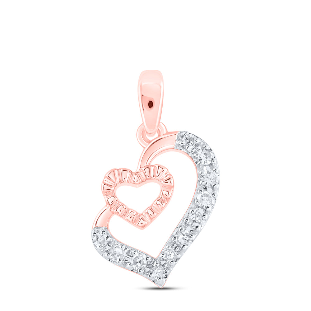 10kt Yellow Or Rose Gold Diamond Heart Pendant