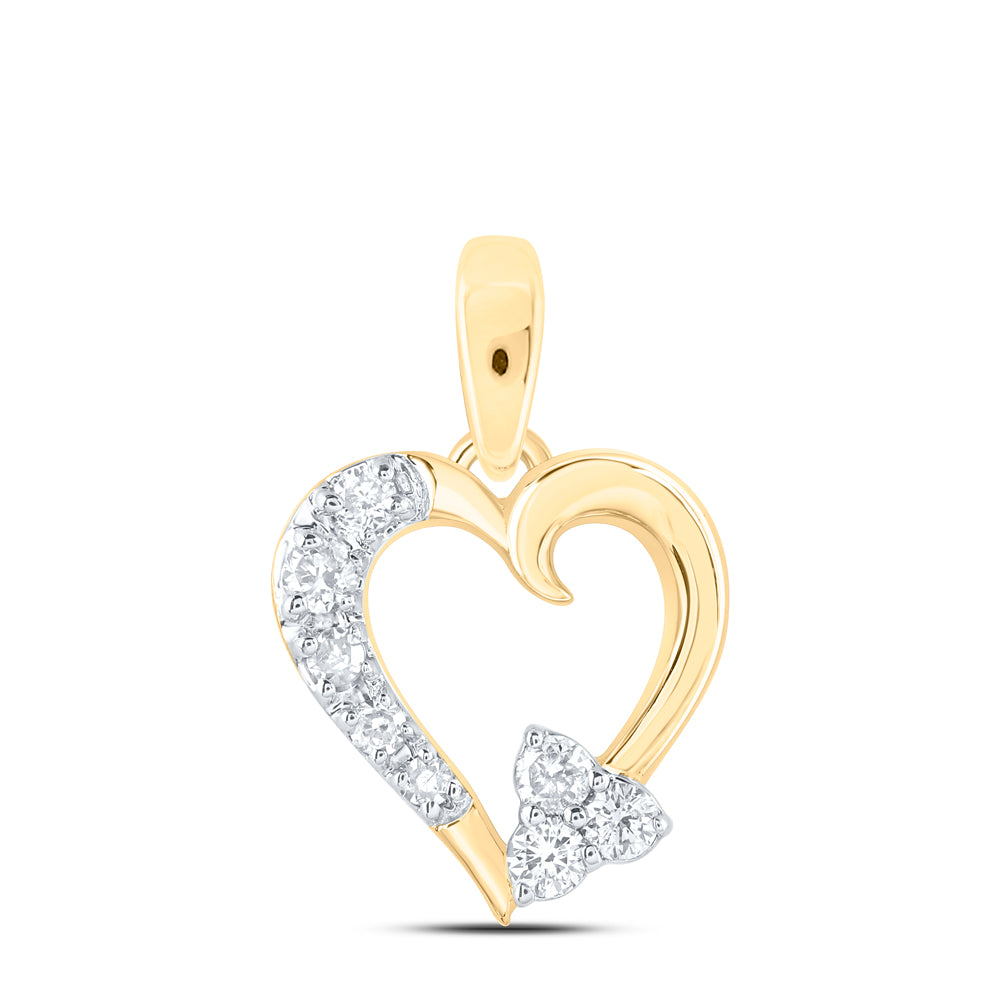 10kt Yellow Or White Gold Diamond Heart Pendant