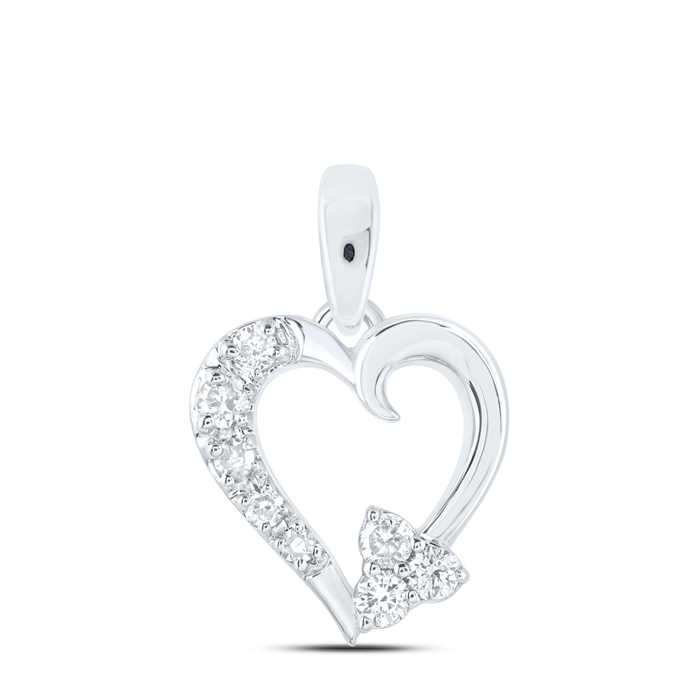 10kt Yellow Or White Gold Diamond Heart Pendant