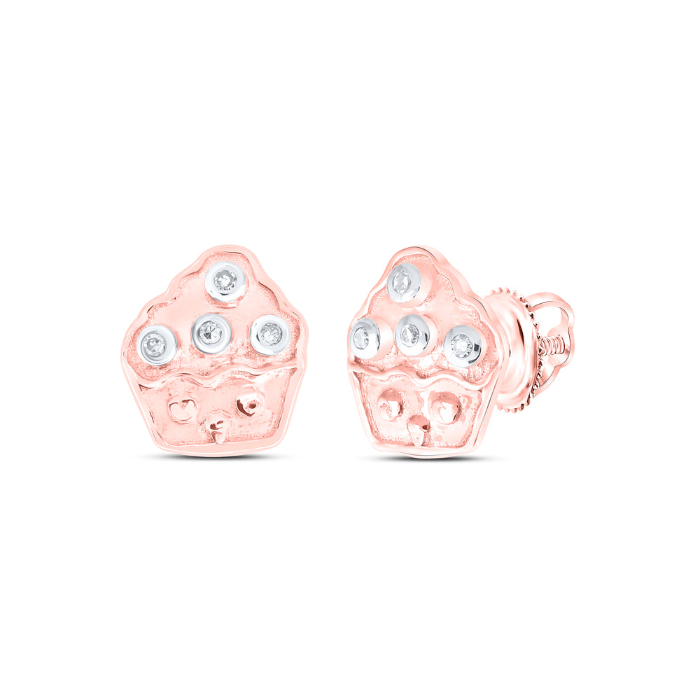 10kt Yellow Gold Diamond Cup Cake Earrings