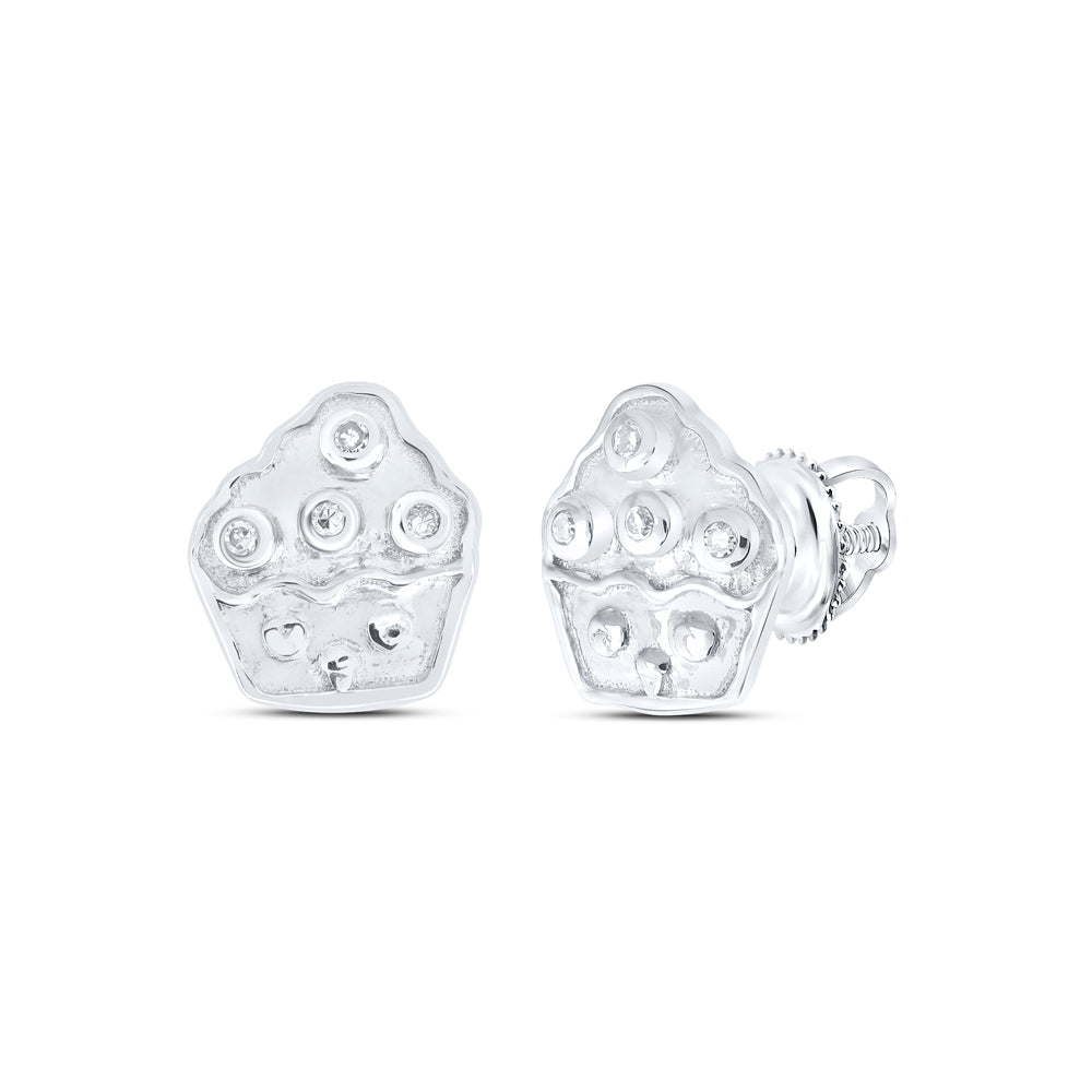 10kt Yellow Gold Diamond Cup Cake Earrings