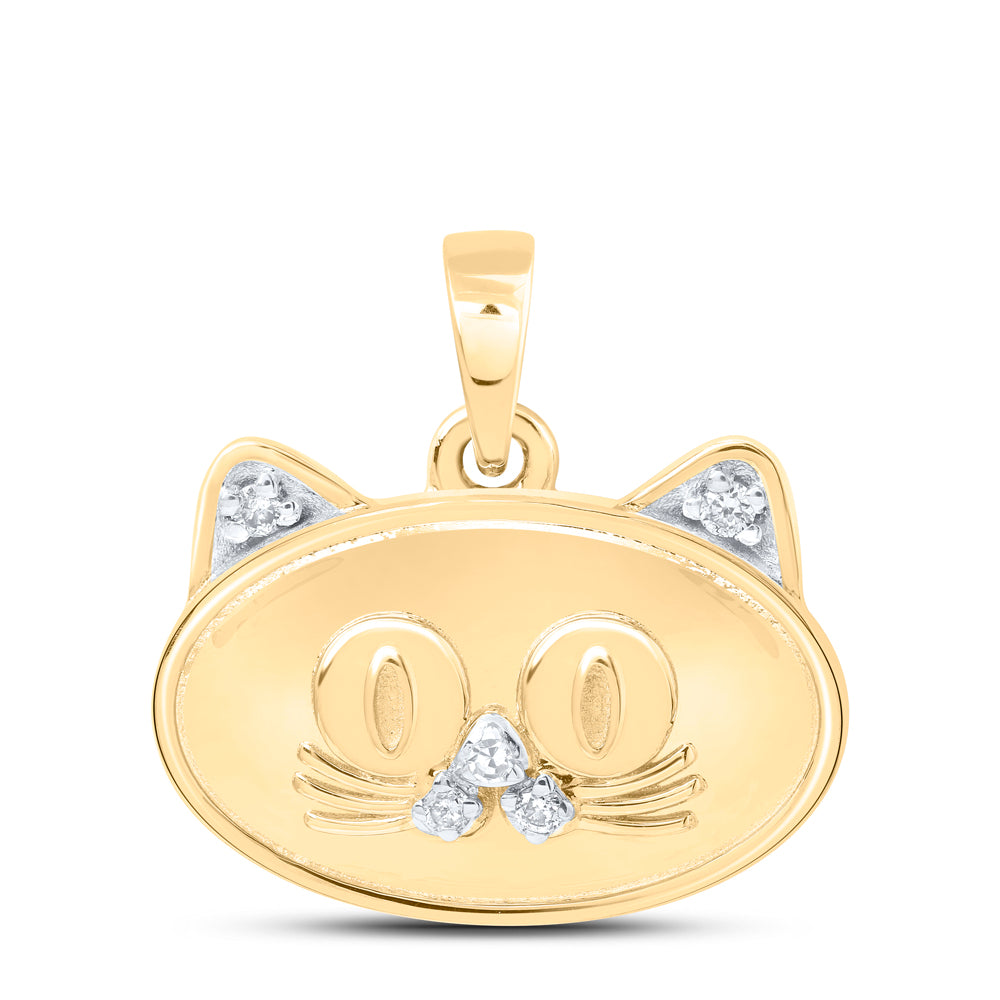 10kt Yellow Or White Or Rose Gold Diamond Cat Pendant