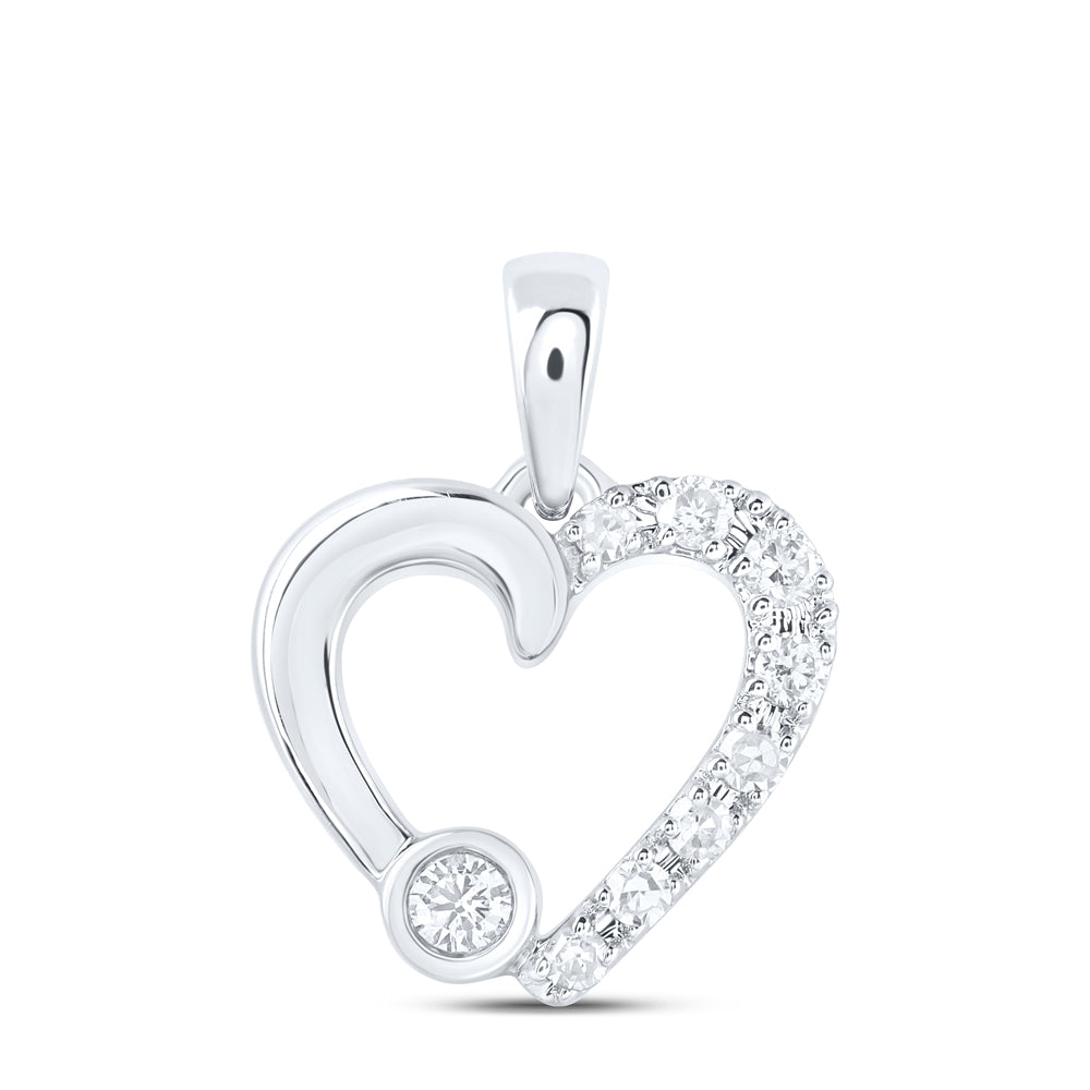 10kt Yellow Or White Gold Diamond Heart Pendant