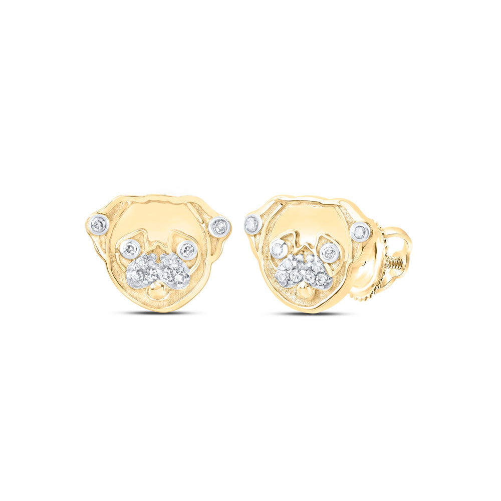 10kt Yellow Or White Or Rose Gold Diamond Dog Earrings