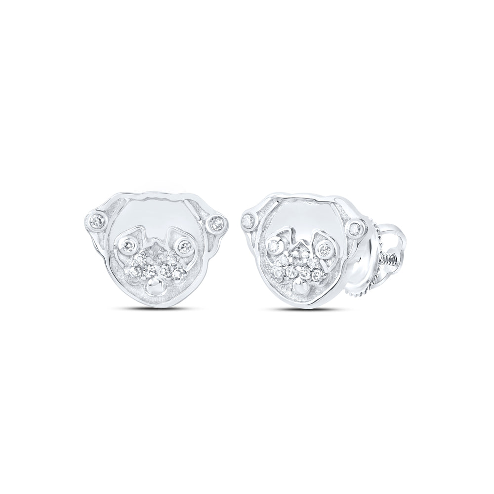 10kt Yellow Or White Or Rose Gold Diamond Dog Earrings