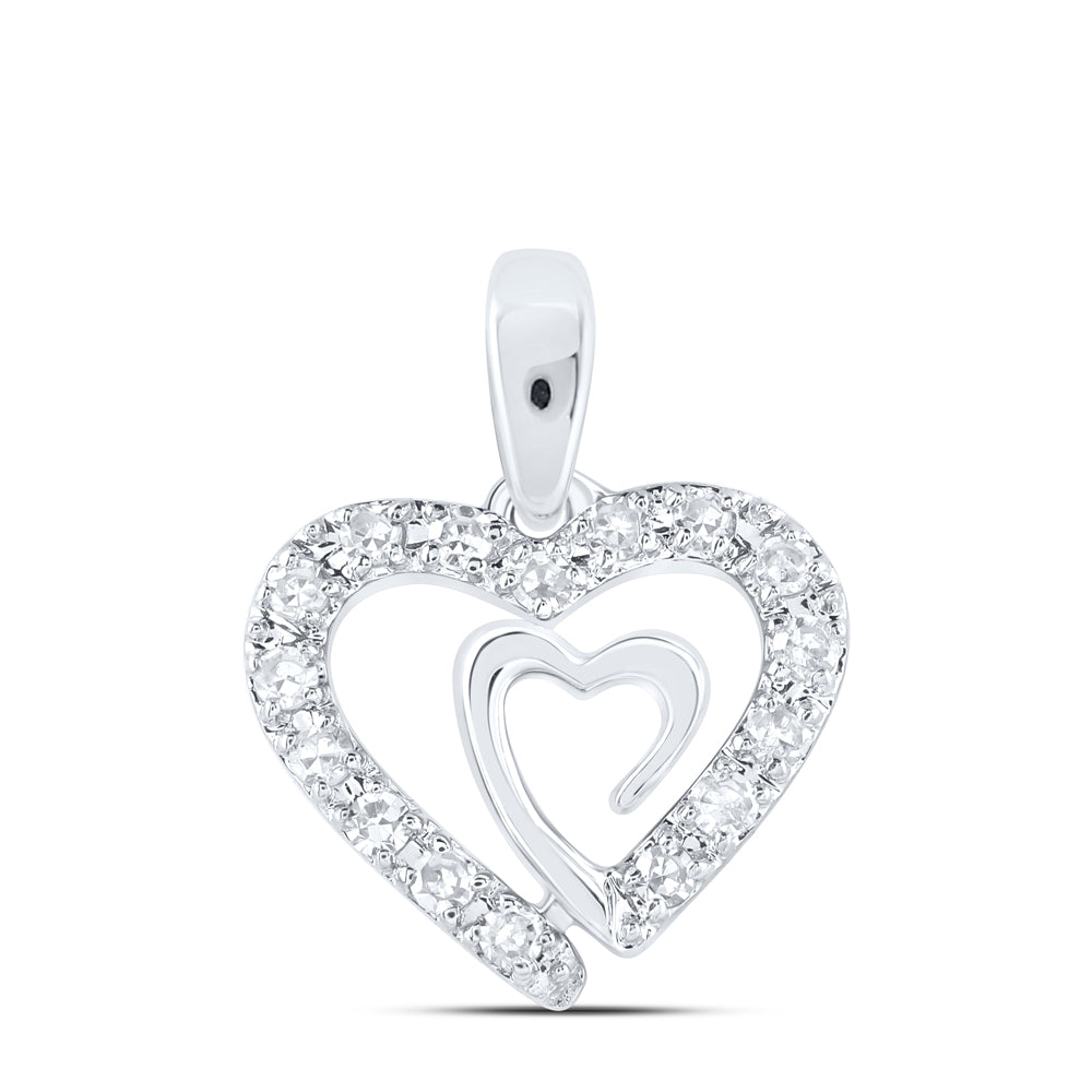 10kt White Gold 1/20 Cttw Diamond Heart Pendant