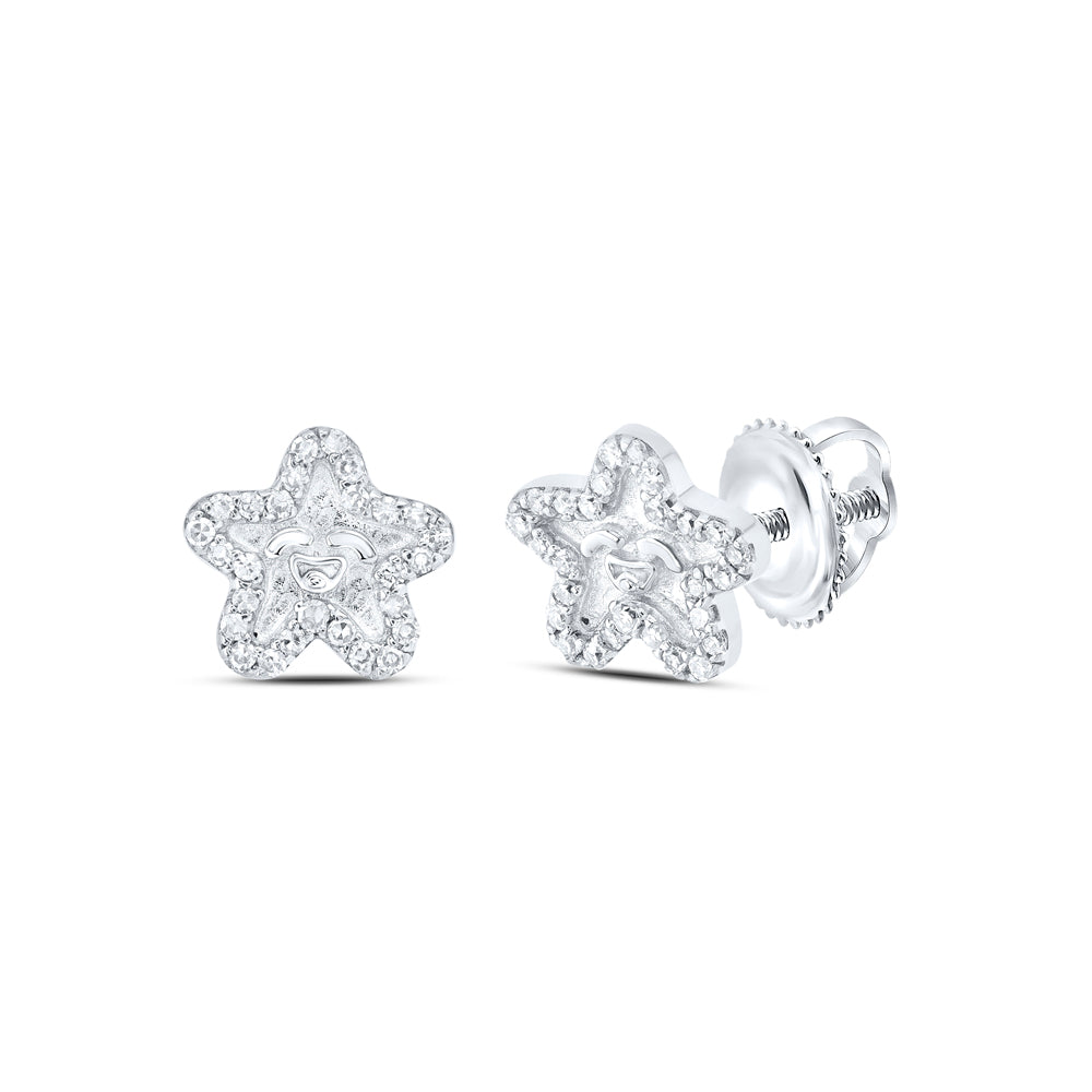 10kt White Or Rose Gold Diamond Star Fish Earrings